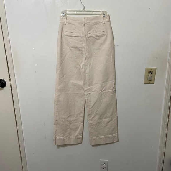 Ann Taylor Petite Sailor Wide Leg Cropped Pants Denim Cream Size 00P Old Money - Picture 3 of 4
